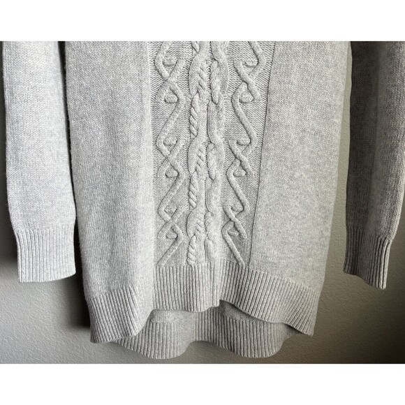 Garnet Hill Women's size XS 100% Cashmere Cable Knit Tunic Sweater - Gray - Picture 3 of 9